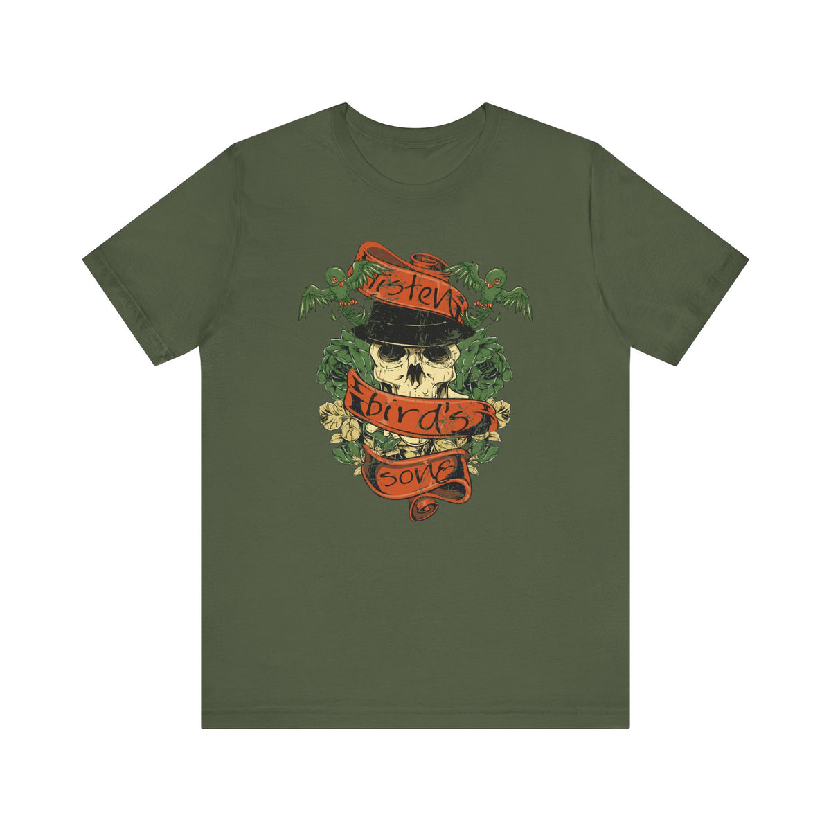 Skull with Bandana Tee Floral Vines Tattoo Style Graphic Unisex Cotton Shirt Art-38