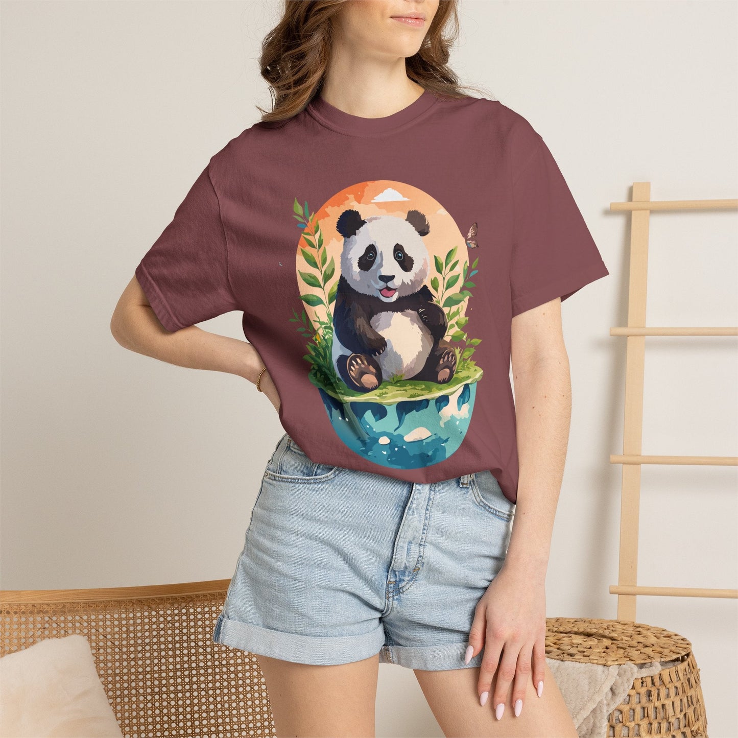 Panda Portrait Graphic T-Shirt Unisex Cotton Floral Animal Art Tee pp4