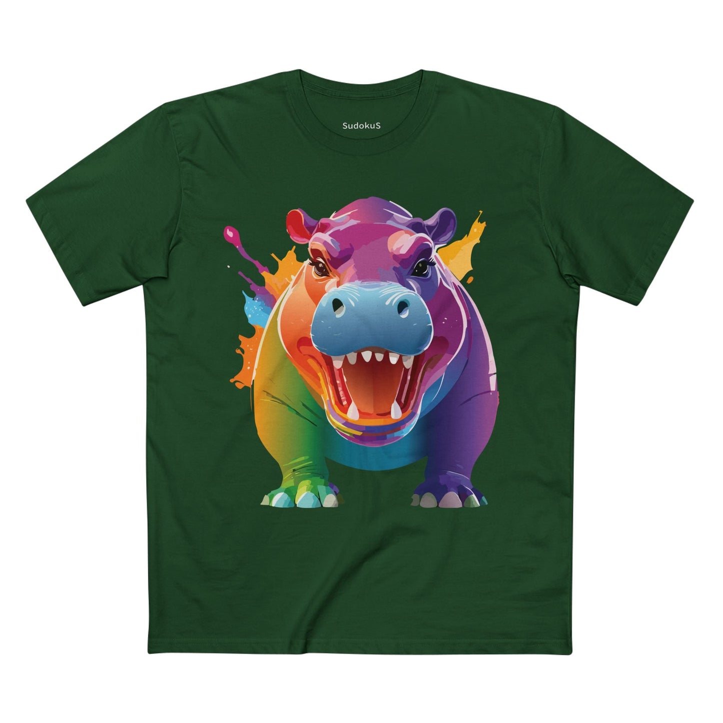 Hippo Graphic Unisex 100 Cotton Staple Tee with Animal Design Artwork 6