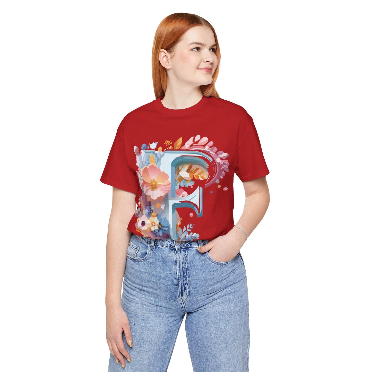 Letter F Graphic Tee Unisex Short Sleeve Vintage Inspired Adelpha Artwork Collection