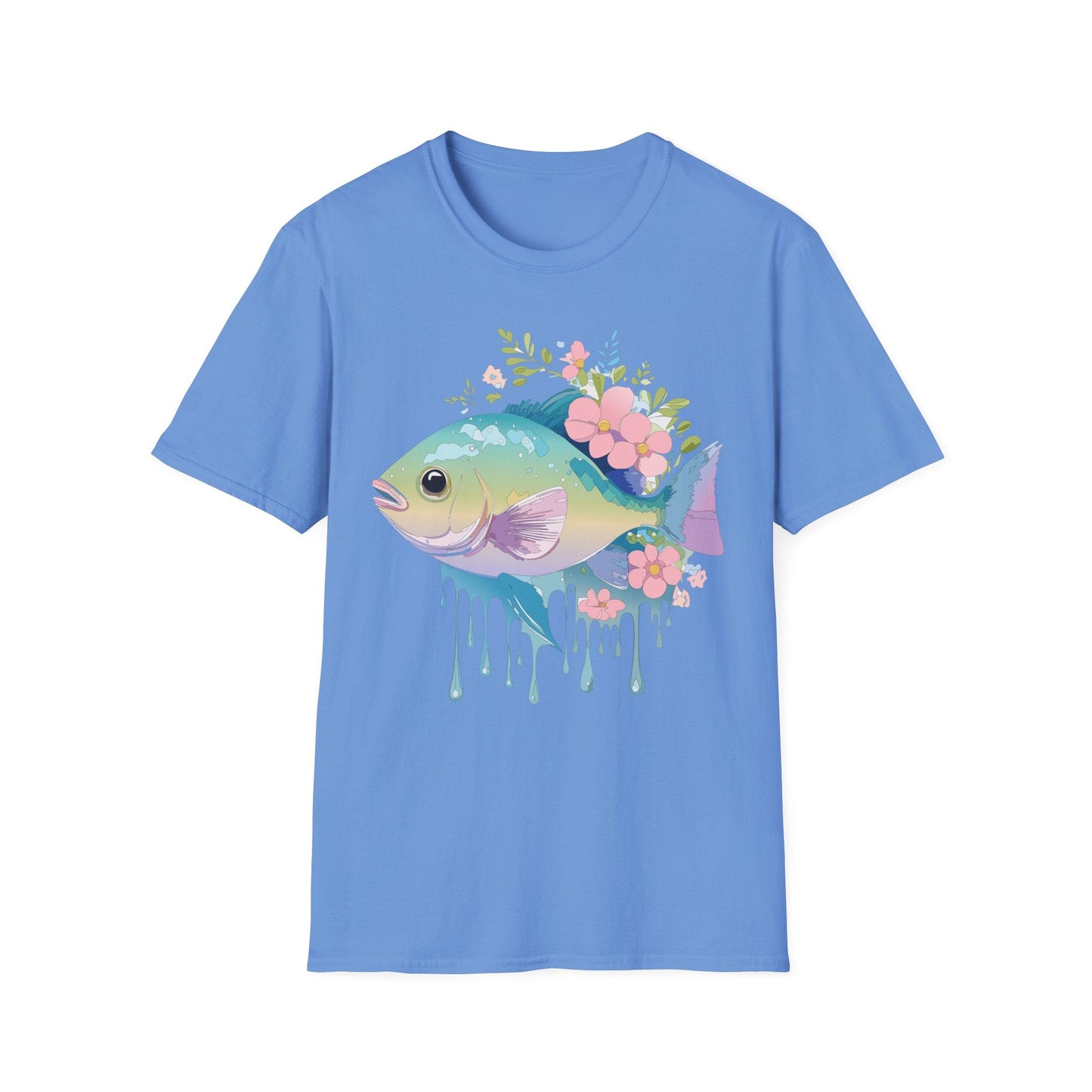 Fish Art Graphic Tee Unisex Gildan Softstyle 64000 100 Percent Ring Spun Cotton Comfortable Tee
