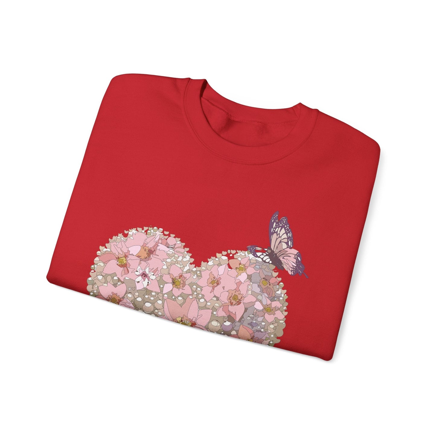Unisex Floral Heart Sweatshirt Floral Love Valentines Day Gildan 18000 Heavy Blend Crewneck