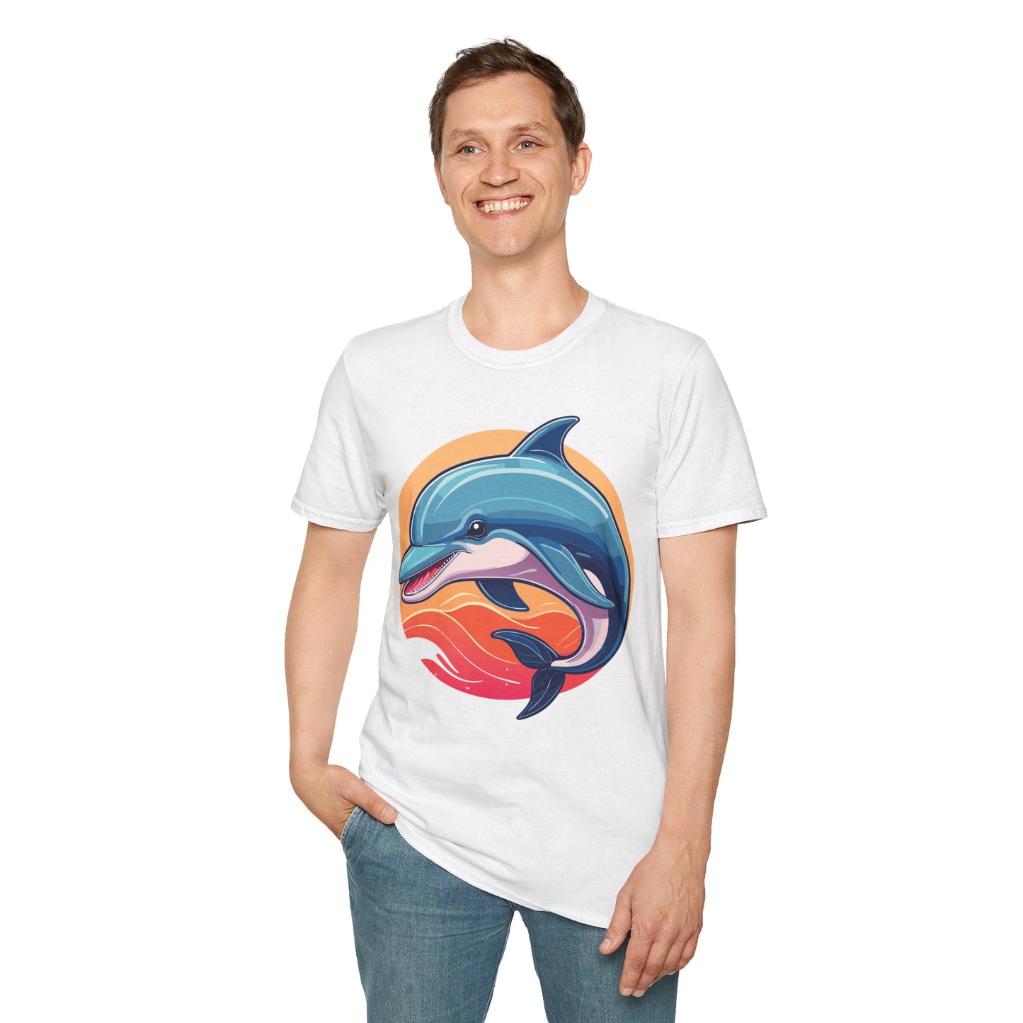 Unisex Dolphin Shirt Gildan Softstyle 64000 Tee 100 Percent Ring Spun Cotton Breathable Comfort