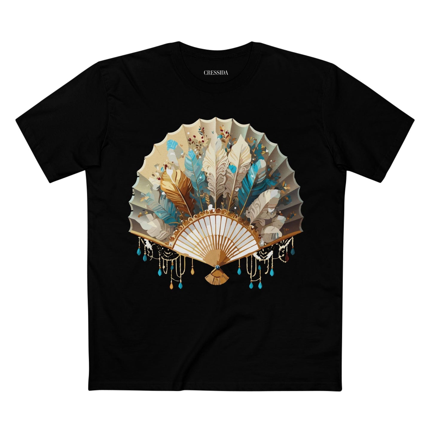 Antique Fan Graphic Design T-Shirt Unisex 100 Cotton Floral Carnival Artwork Tee 9