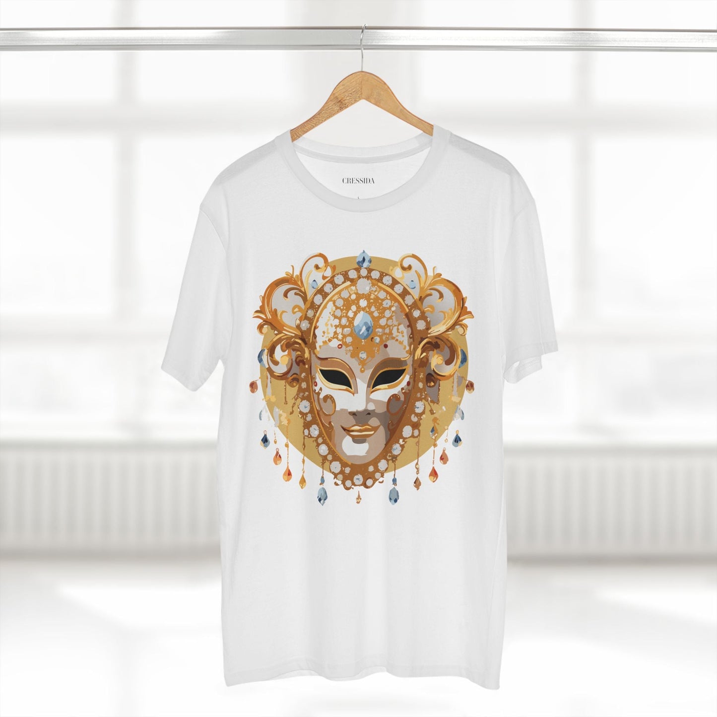 Carnival Mask Graphic T-Shirt Unisex 100 Cotton With Antique Gold Art Design Tee 14