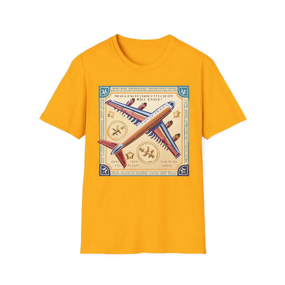 Aviator Vintage Plane T-Shirt — Retro Travel Aircraft Design Travel Post Graphic Design Unisex 100 Cotton Gildan T-Shirt