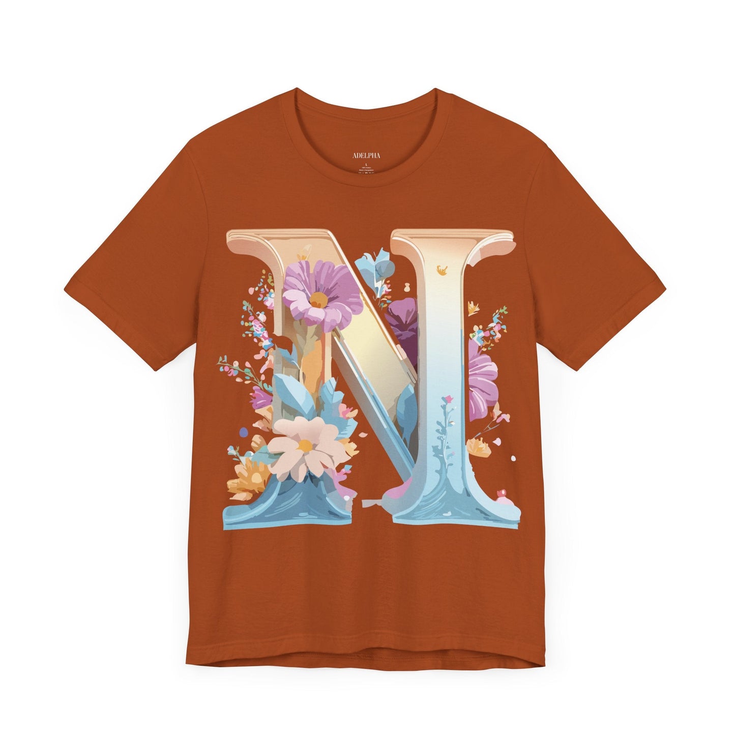 Letter N Shirt Unisex Graphic Tee By Adelpha Vintage Inspired Artwork Short Sleeve