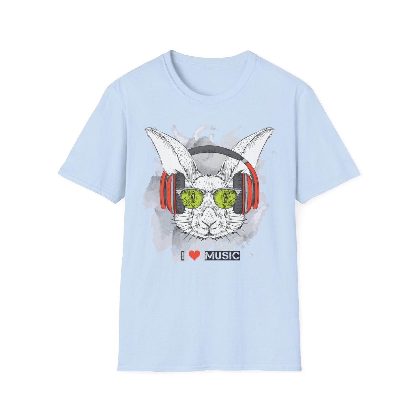 I Love Music Animals Shirt With Headphones Unisex Softstyle Tee 100 Percent Ring Spun Cotton
