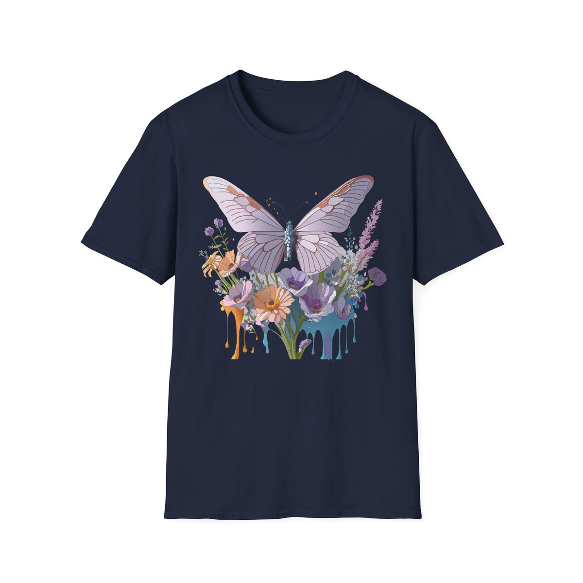 Butterfly Floral T‑Shirt — Pastel Garden Wings Graphic Tee Unisex 100 Cotton Gildan T-Shirt