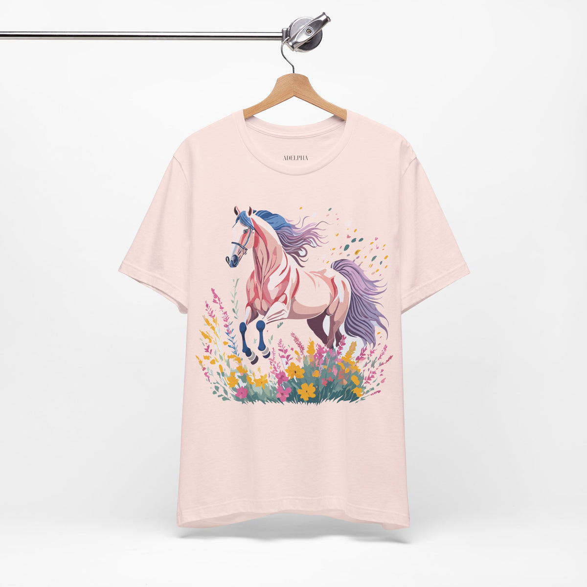 Horse Graphic Unisex Cotton Bella+Canvas Tee with Art Animal Design e25