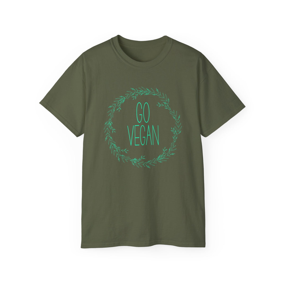 Go Vegan Wreath Tee | Plant-Based Vegan Shirt, Green Botanical Design