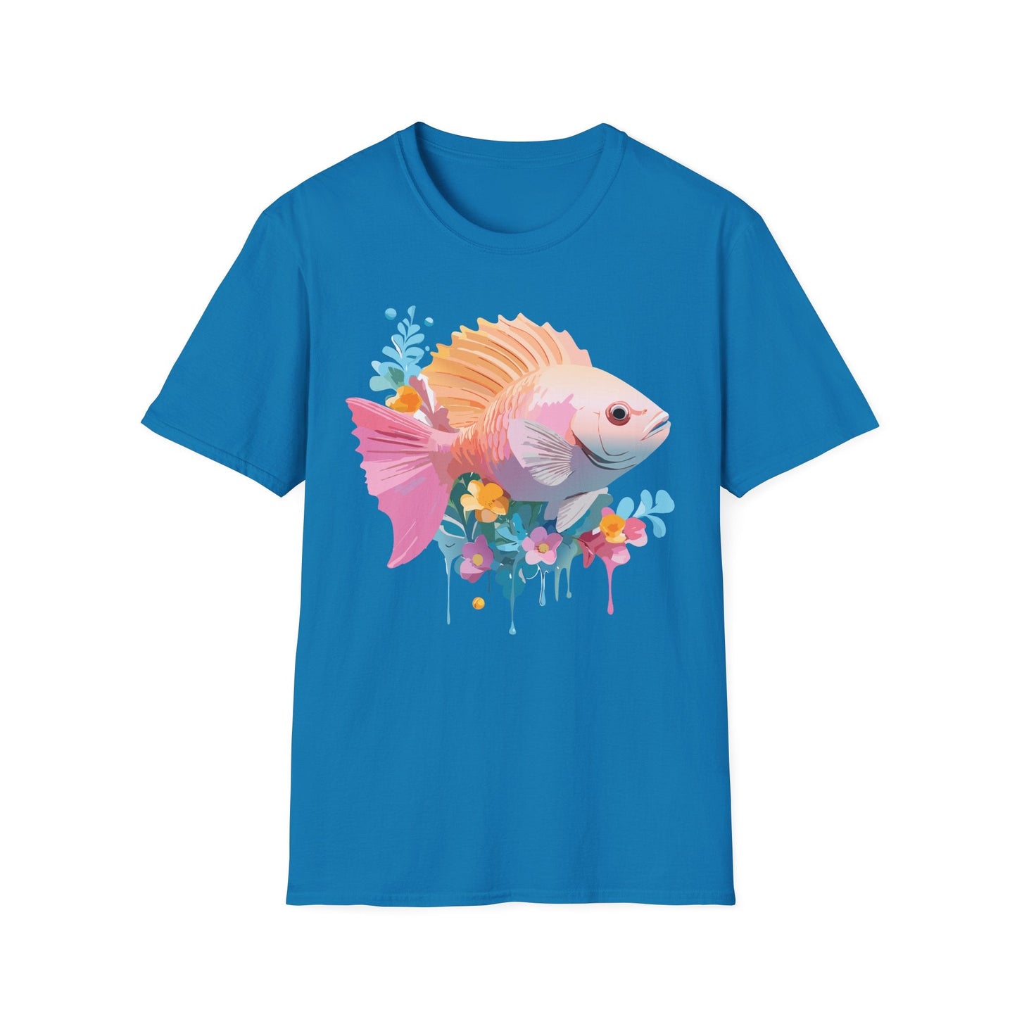 Fish Art Design Graphic Tee Shirt Unisex Softstyle Cotton Short Sleeve Comfort Fit Everyday Wear