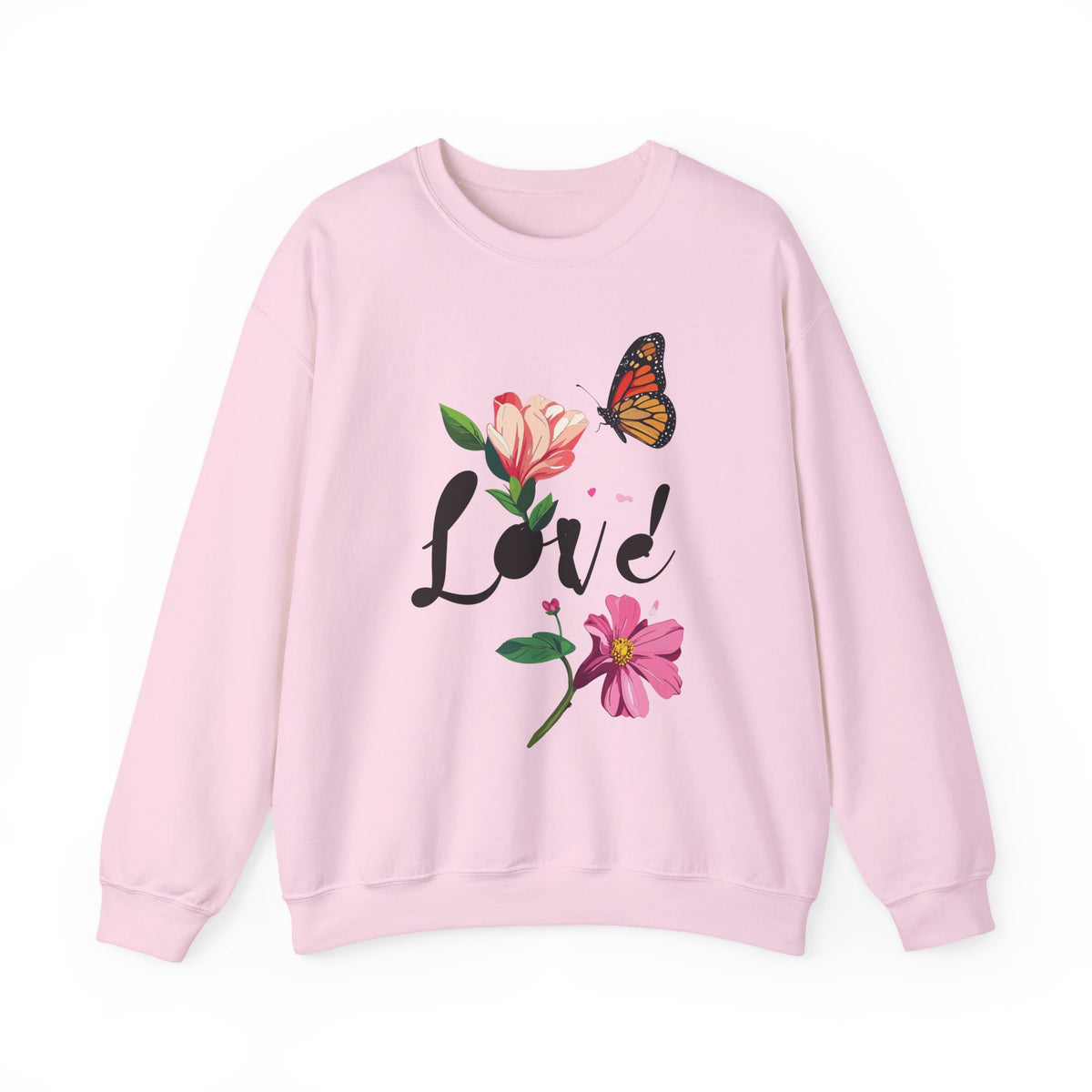 Floral Love Graphic Valentine's Day Sweatshirt Unisex 50/50 Cotton-Poly Sweatshirt w44