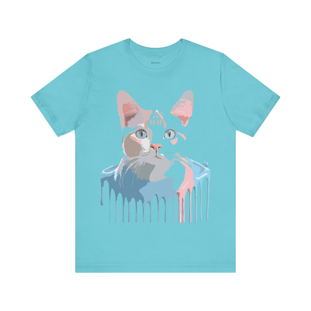 Cat Graphic Unisex Cotton Bella+Canvas Tee with Art Animal Design d04