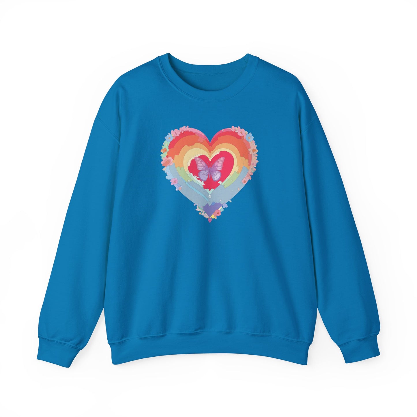 Rainbow Heart Sweatshirt, Floral Heart Sweatshirt, Floral Love Sweatshirt, Valentine's Day Sweatshirt, Rainbow Heart Floral Sweatshirt 116