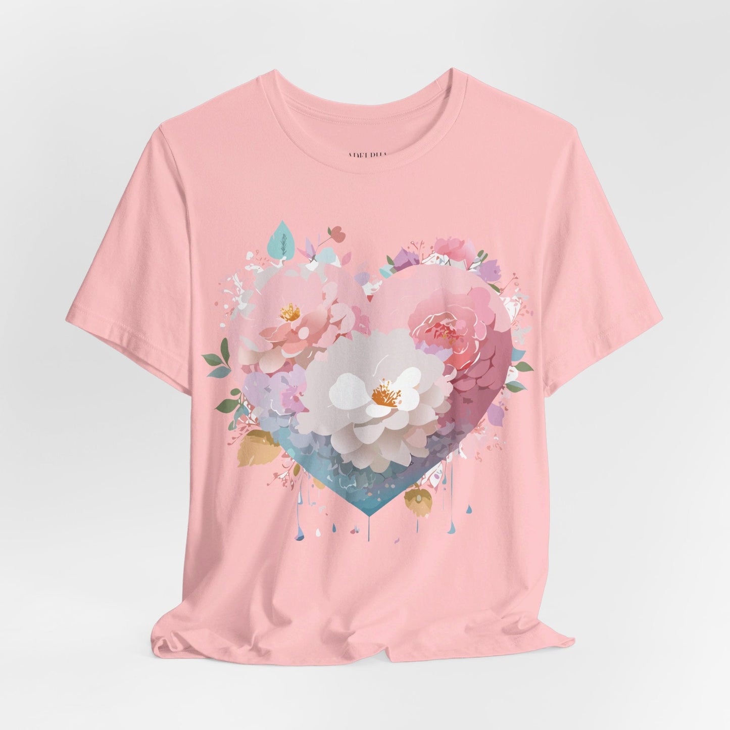 Valentine Day Graphic Unisex 100 Cotton Vintage Artwork with Love and Flower Design Tee 35