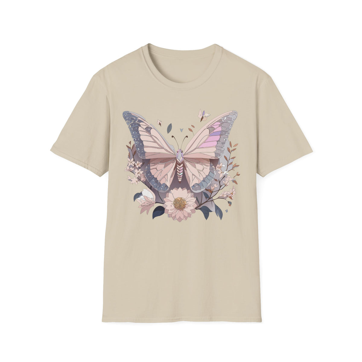 Pastel Butterfly Floral Wings Graphic Design Unisex 100 Cotton Gildan T-Shirt