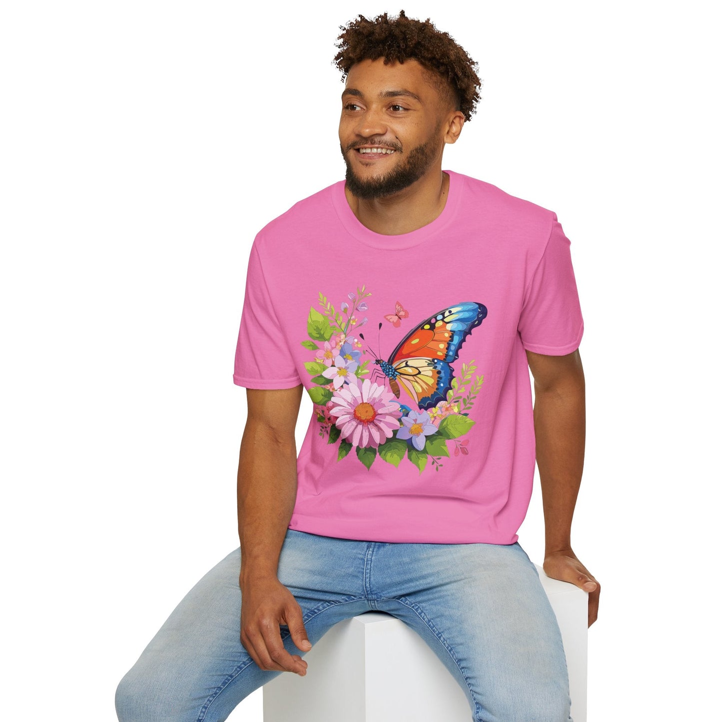 Butterfly T Shirt Unisex Short Sleeve Gildan Softstyle 64000 Monarch Butterfly Design Graphic