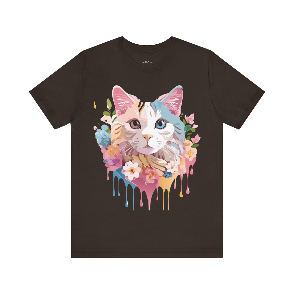 Cat Graphic Unisex Cotton Bella+Canvas Tee with Art Animal Design e111