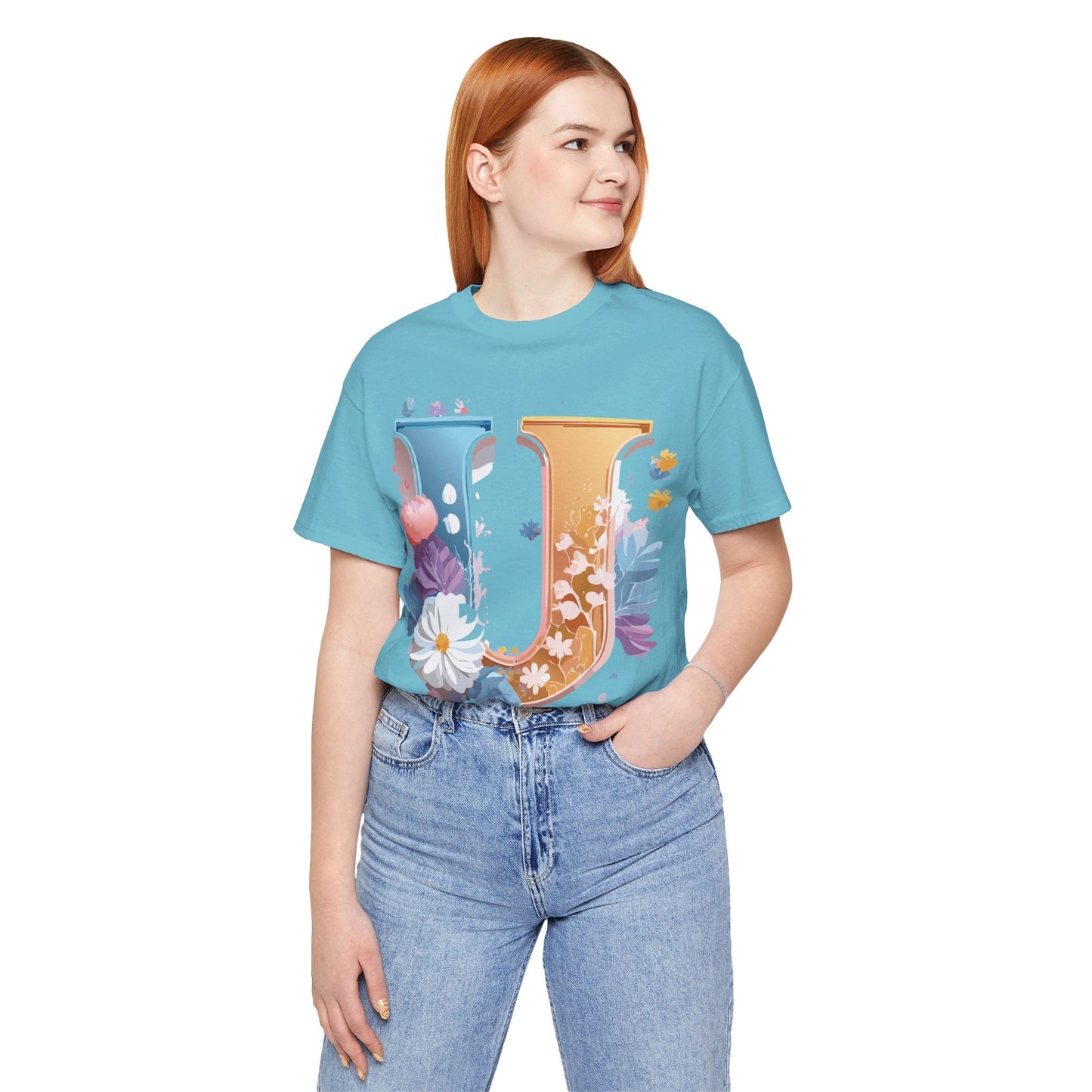 Letter U Graphic Tee Unisex Vintage Inspired Artwork Short Sleeve