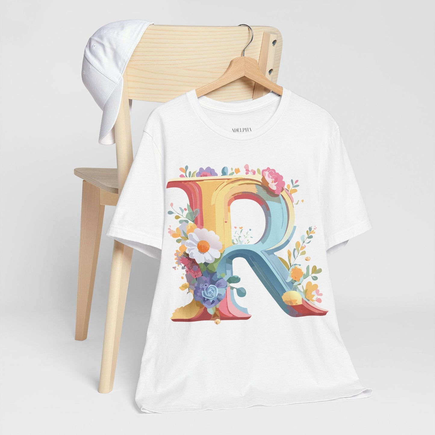 Adelpha Letter R Graphic Tee Unisex Short Sleeve Vintage Style Art Design Artwork Premium Fit