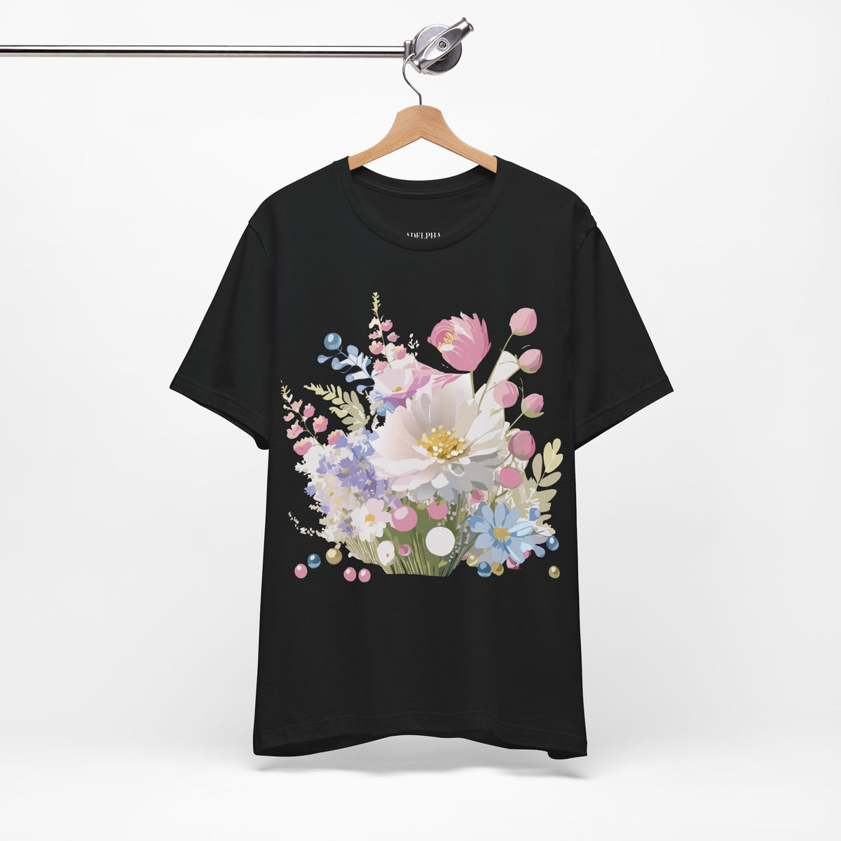 Floral Graphic Unisex Cotton Bella+Canvas Tee with Flowers Art Design n121