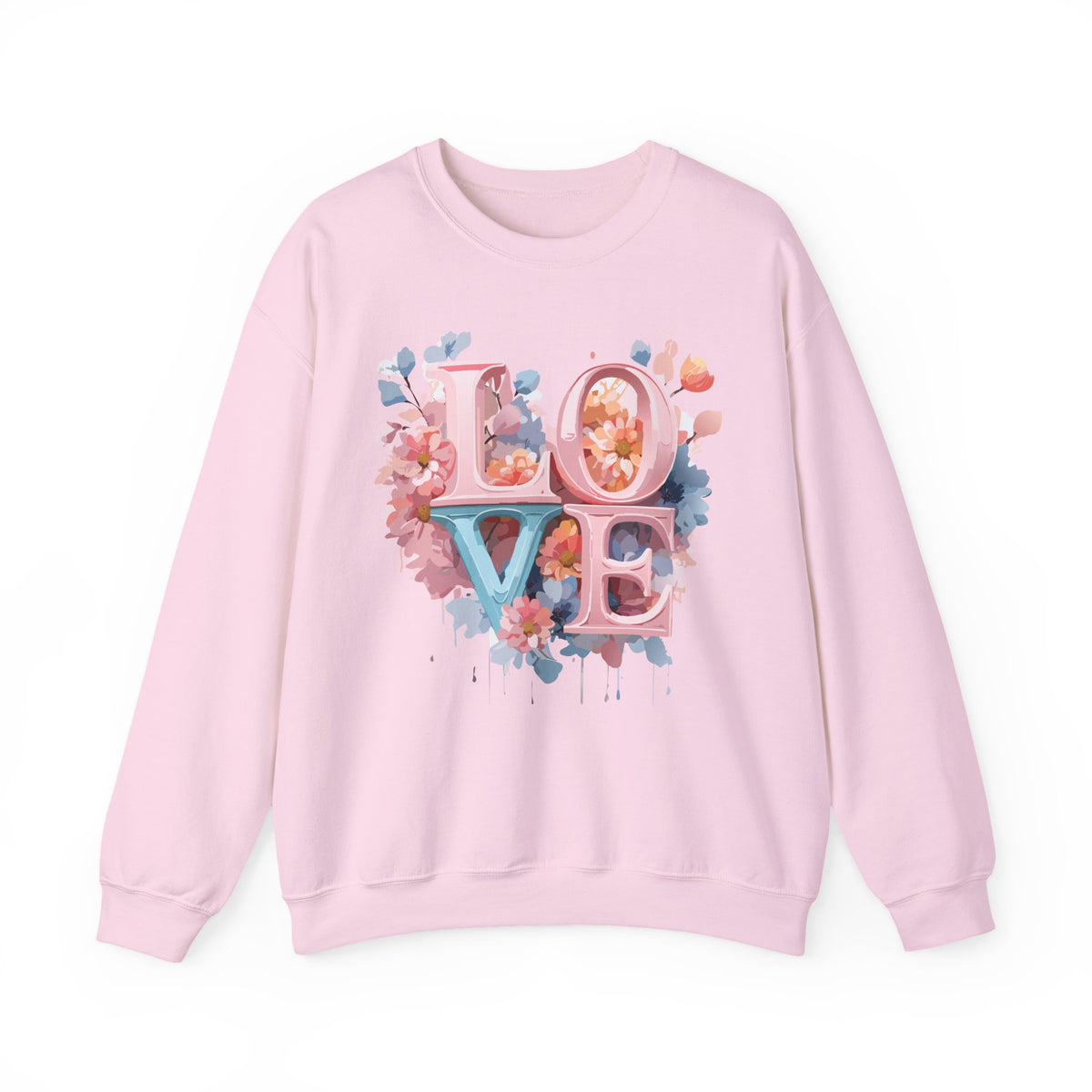 Floral Love Graphic Valentine's Day Sweatshirt Unisex 50/50 Cotton-Poly Sweatshirt w62