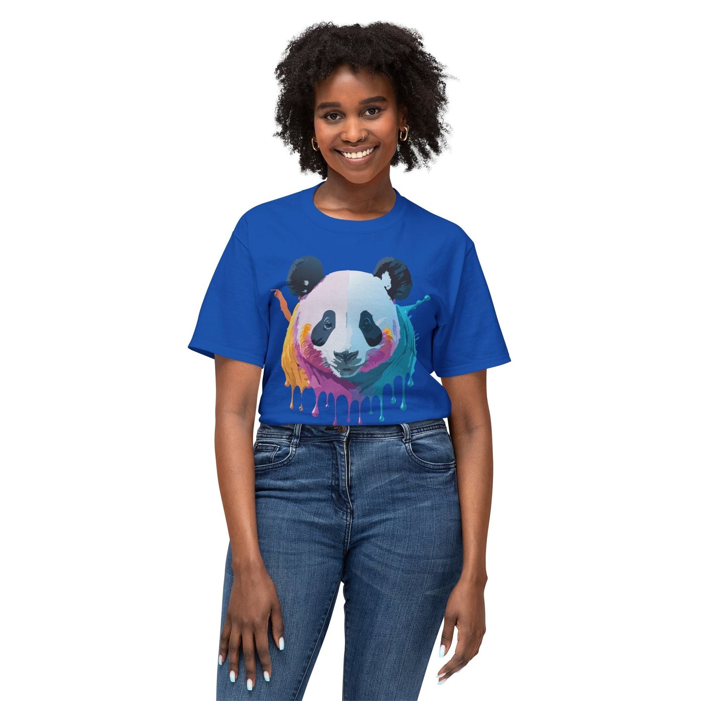 Unisex Panda Art Tee With Floral Print Premium Vintage Style HD Cotton Shirt Comfortable