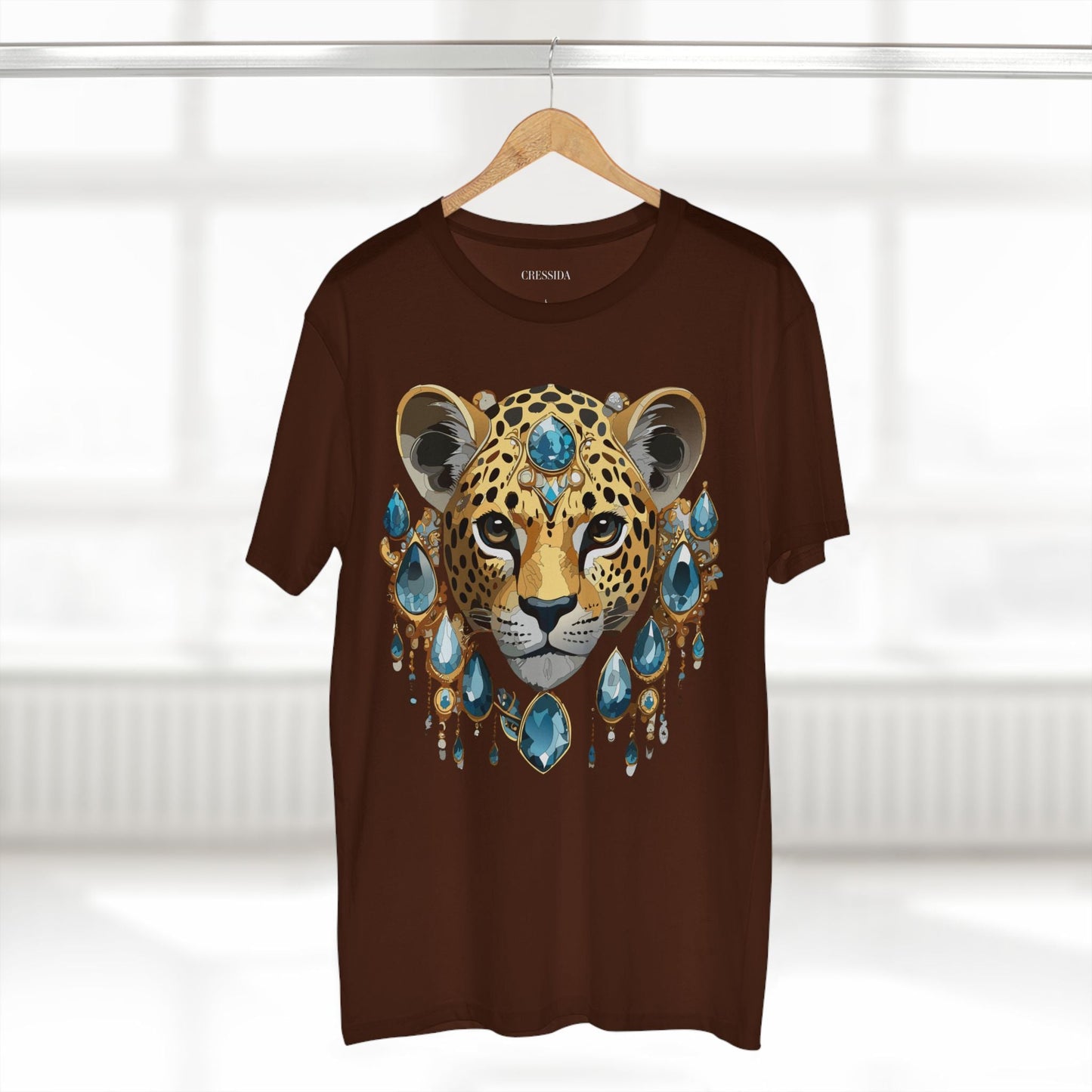 Cheetah Graphic Unisex 100 Cotton Tee With Unique Animal Golden Medallion Art Design 48