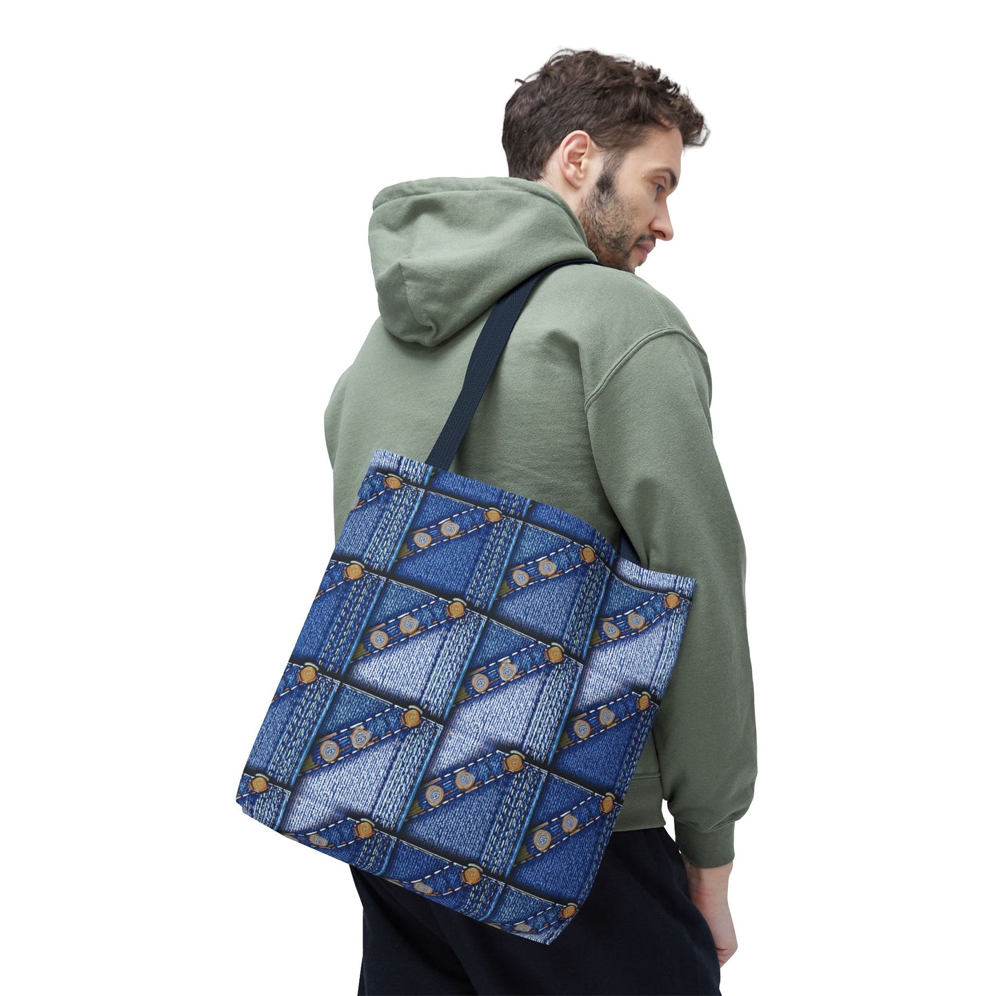 Denim Fabric Imitation Print Unisex Canvas Bag Poly Spun 3 Sizes Tote Bag 117
