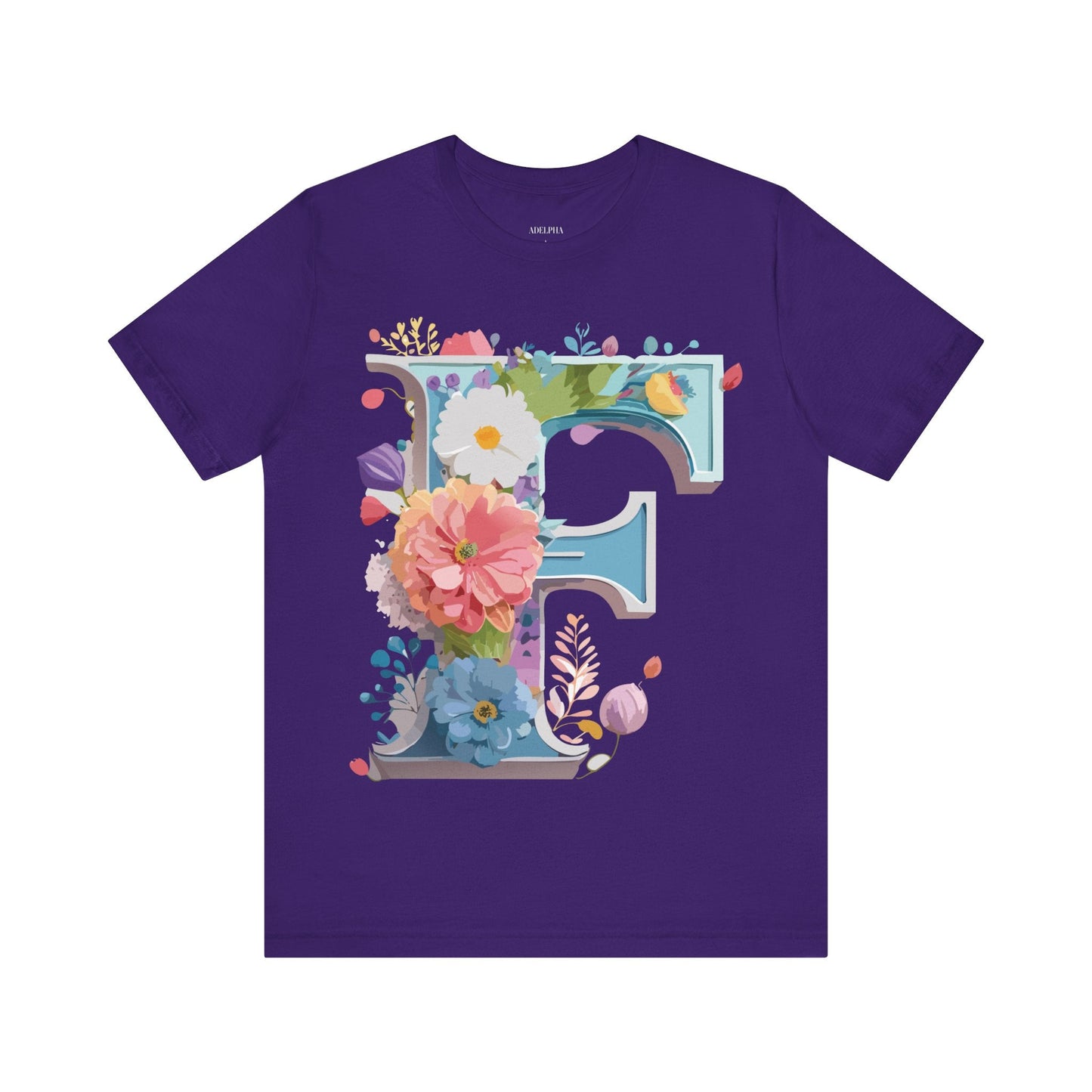 Letter F Shirt Graphic Tee Unisex Adelpha Vintage Inspired Art Design Short Sleeve
