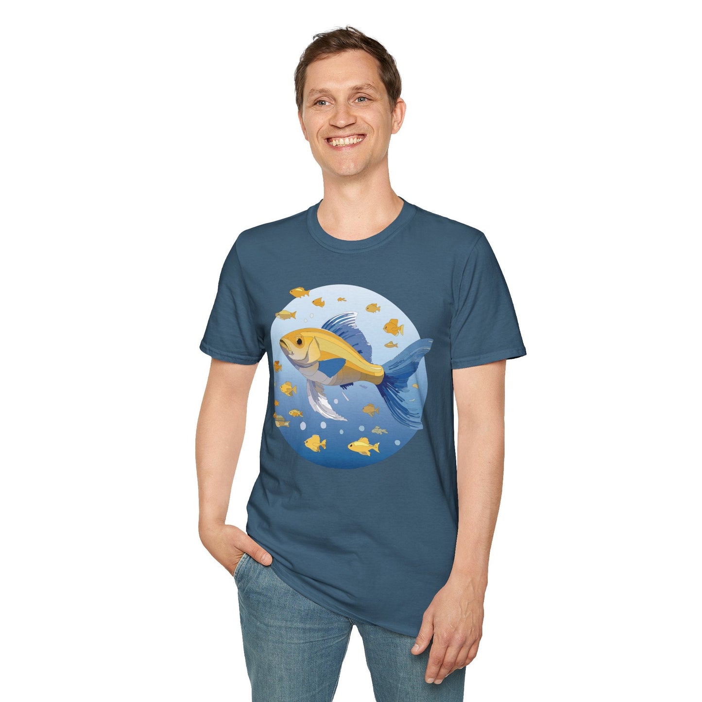 Fish Art Graphic Tee Shirt For Men And Women Unisex Cotton Softstyle Tee With Fish Artwork Design