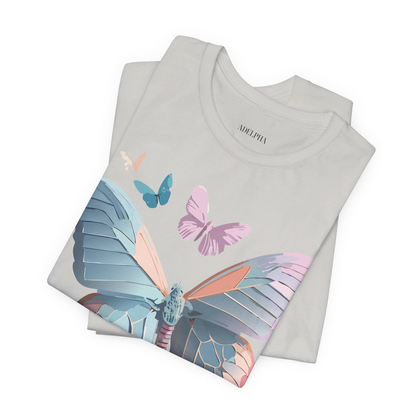 Butterfly Graphic Short Sleeve Tee Unisex Vintage Art Shirt By Adelpha