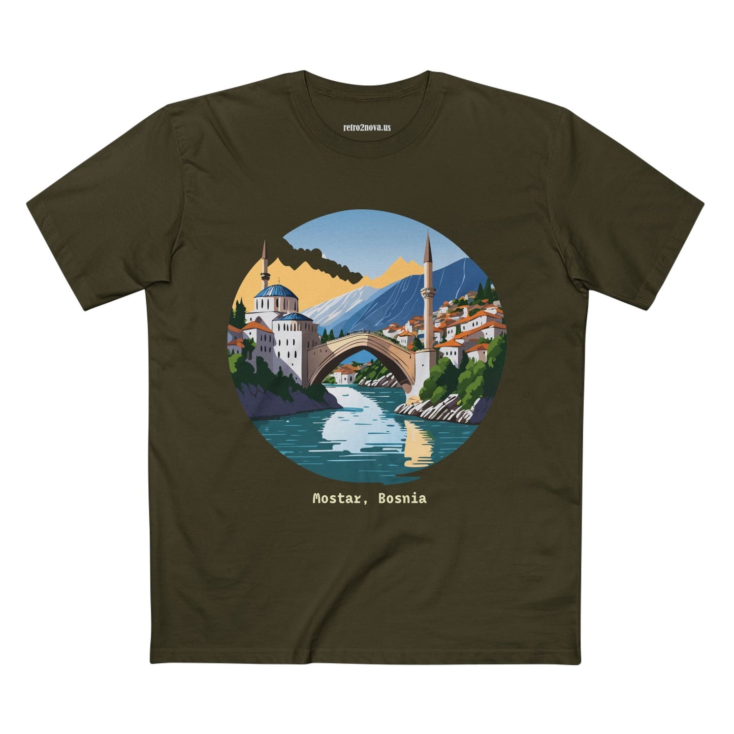 Bosnia Travel Shirt Unisex Premium Cotton Tee With Original Art Design Retro2Nova TT 48