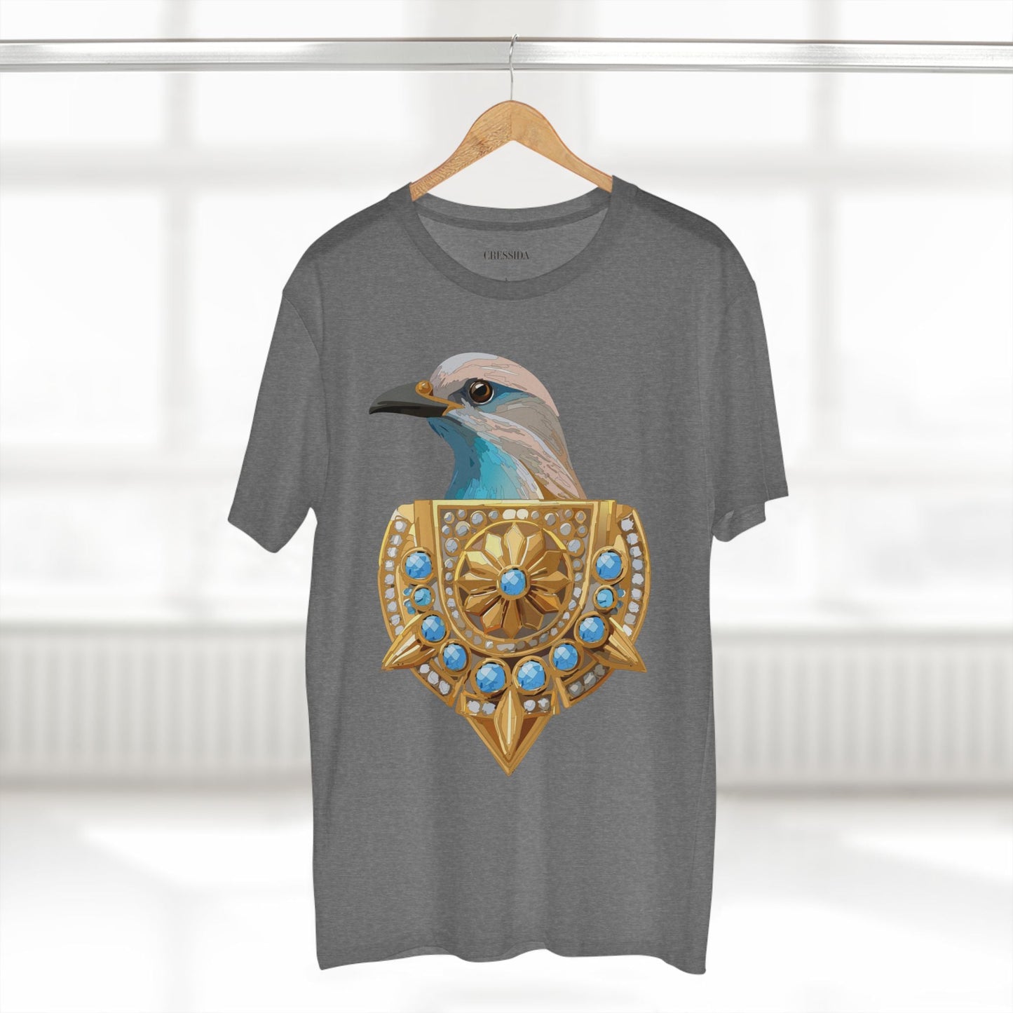 Bird Graphic Unisex 100 Cotton Tee With Unique Animal Golden Medallion Art Design 16