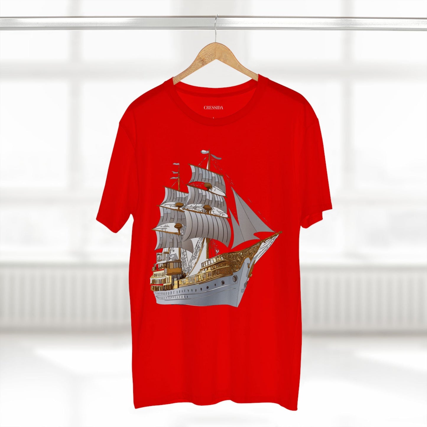 Ship Graphic Unisex 100 Cotton T-Shirt with Gold Frigate Art Design 5