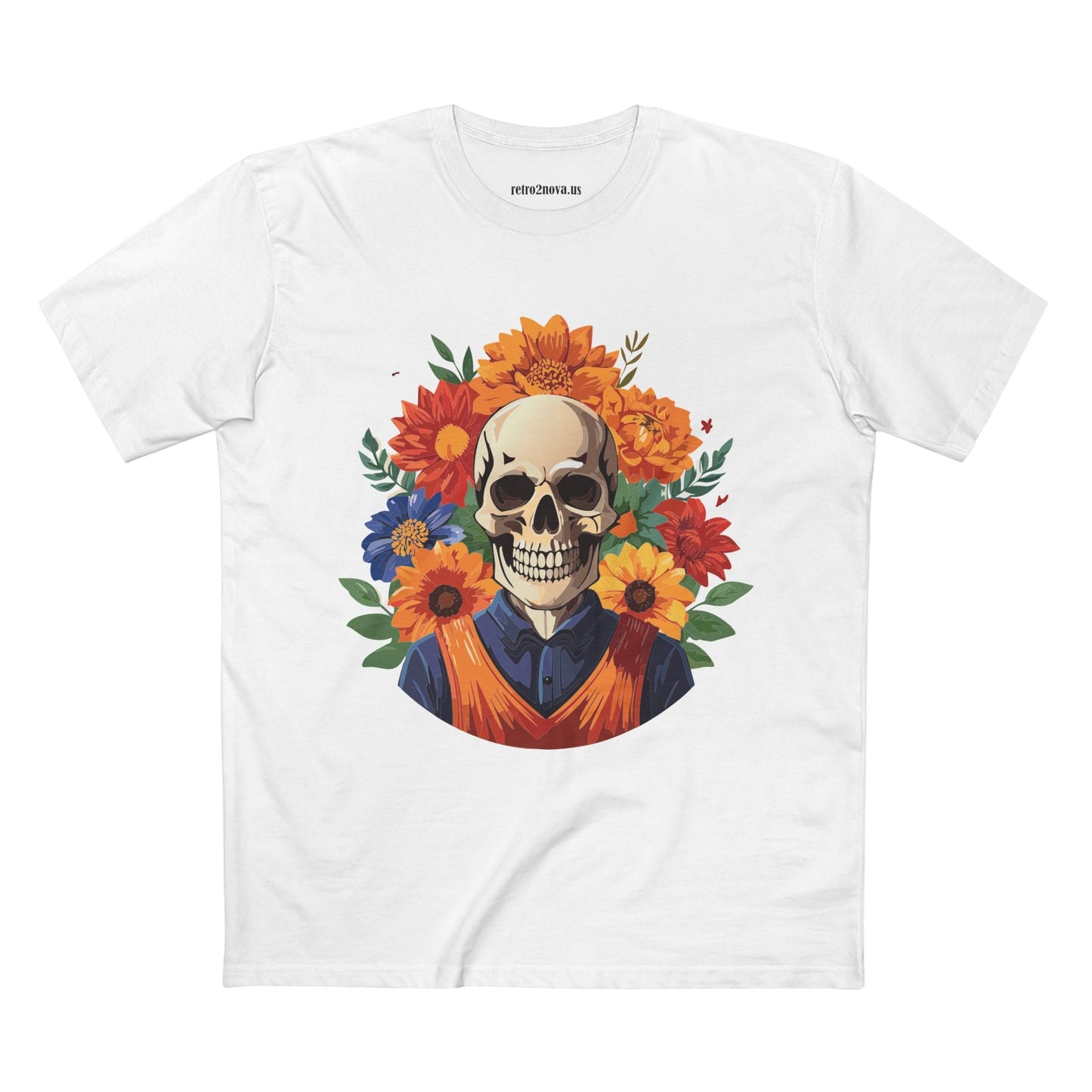 Skull Shirt Skeleton Shirt Unisex Premium Cotton Tee Original Art Design Retro2Nova