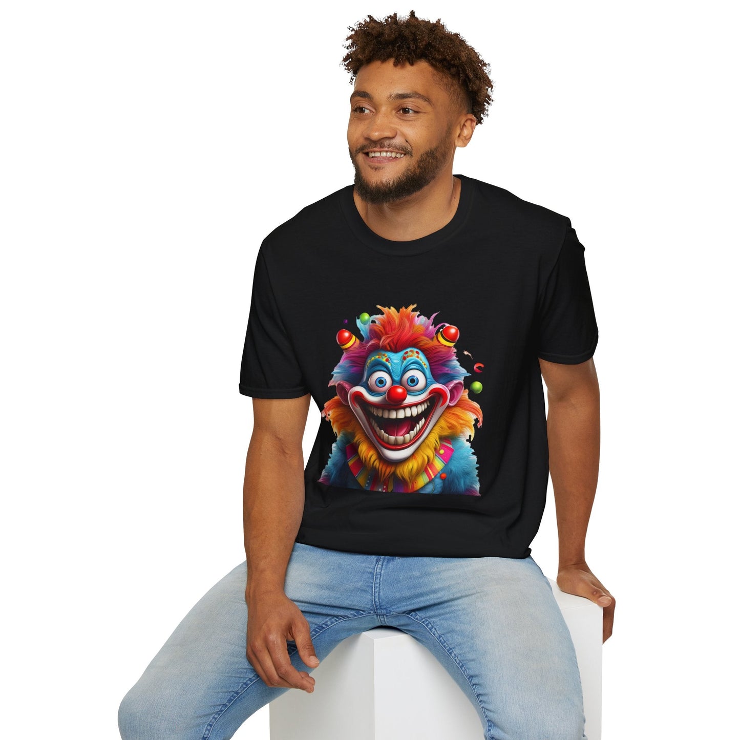 Clown Themed Unisex T Shirt Funny Man Circus Scary Man Tee Gildan Softstyle 64000 Cotton