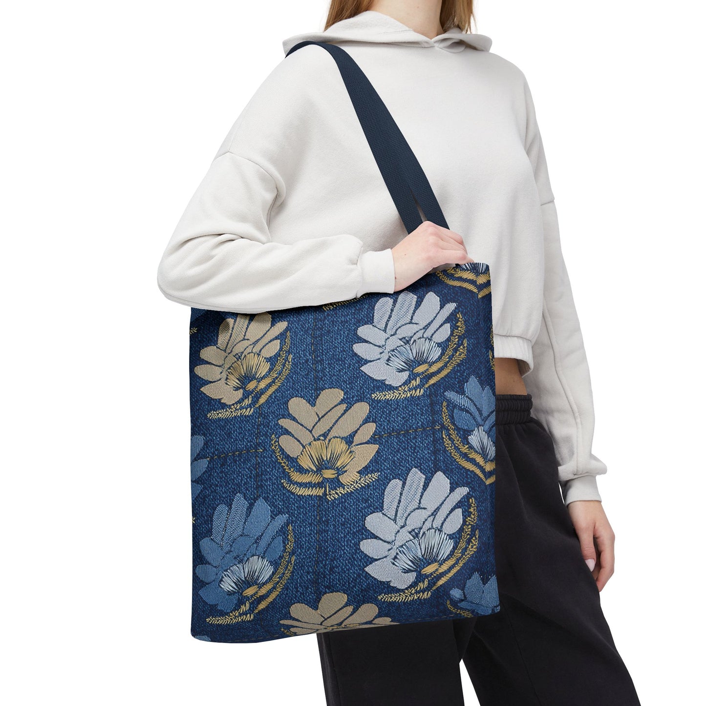 Denim Fabric Imitation Print Unisex Canvas Bag Poly Spun 3 Sizes Tote Bag 119