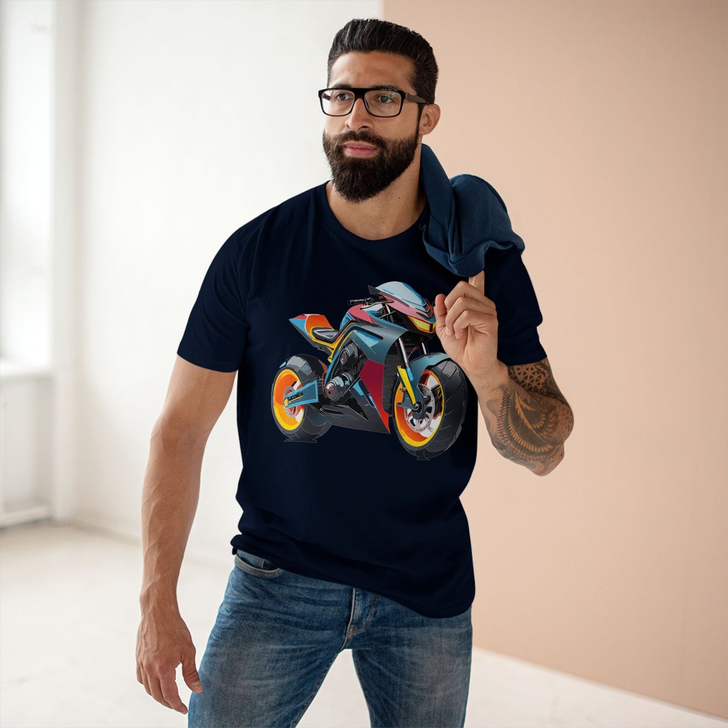 Moto Bike Graphic Unisex 100 Cotton Staple Tee 33