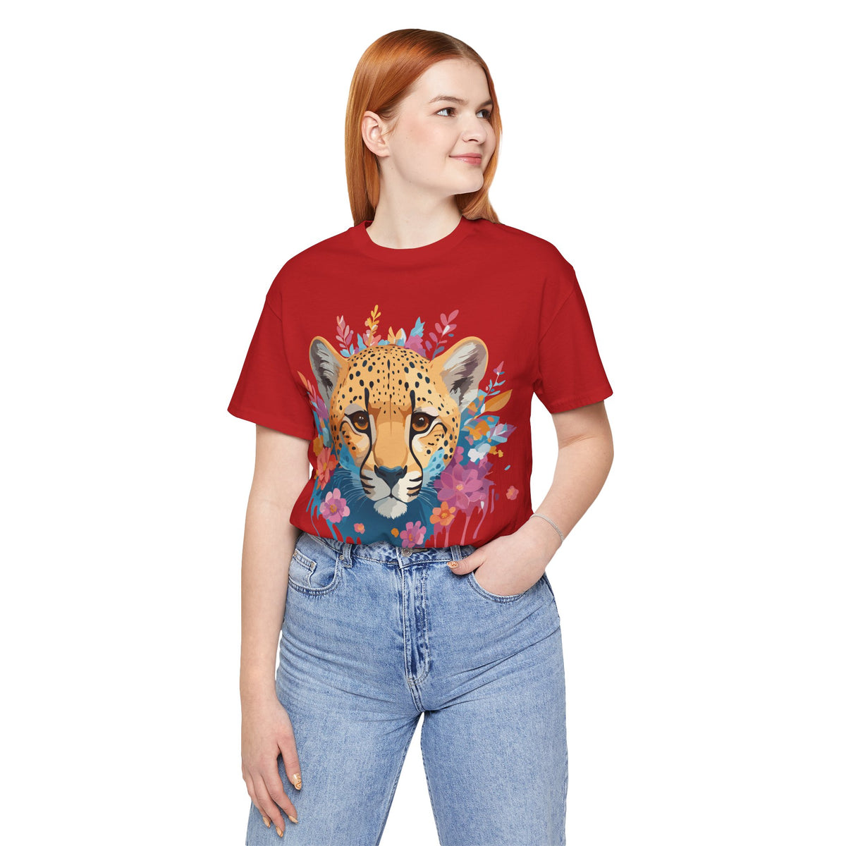 Cheetah Graphic Unisex Cotton Bella+Canvas Tee with Art Animal Design e9