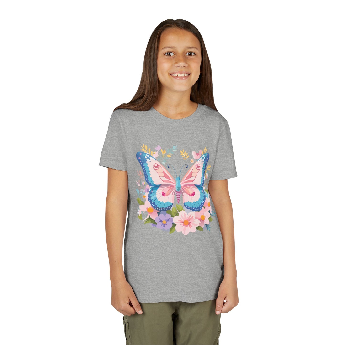 Camiseta juvenil Butterfly Blossom: camiseta de manga corta colorida para celebraciones de primavera (9 a 14 años)