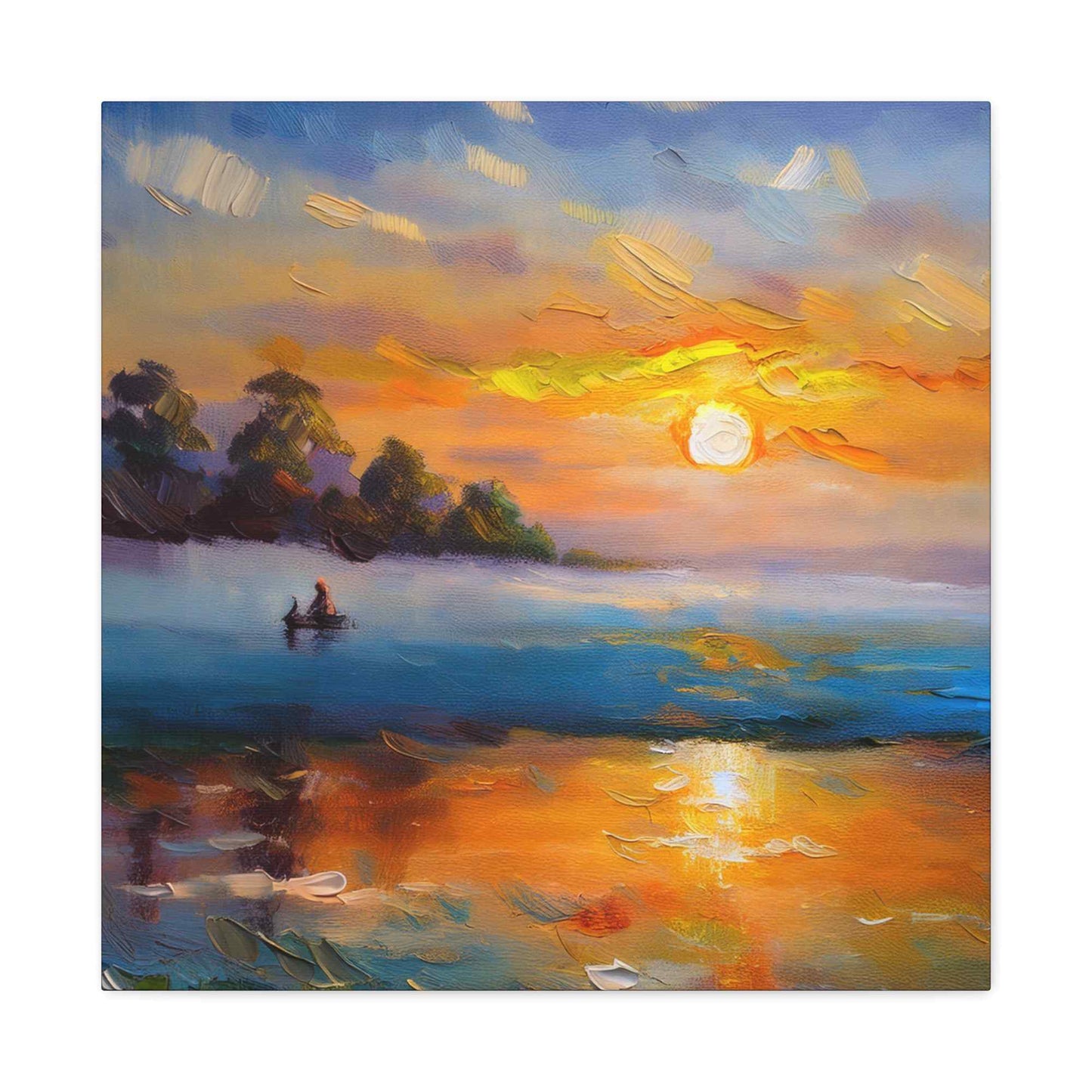 Sunrise Print Canvas, Oil Paint Print 20x20, 24x24, 30x30, 32x32, 36x36 Art Design Print Pine-Wood Inner Frame MC-43