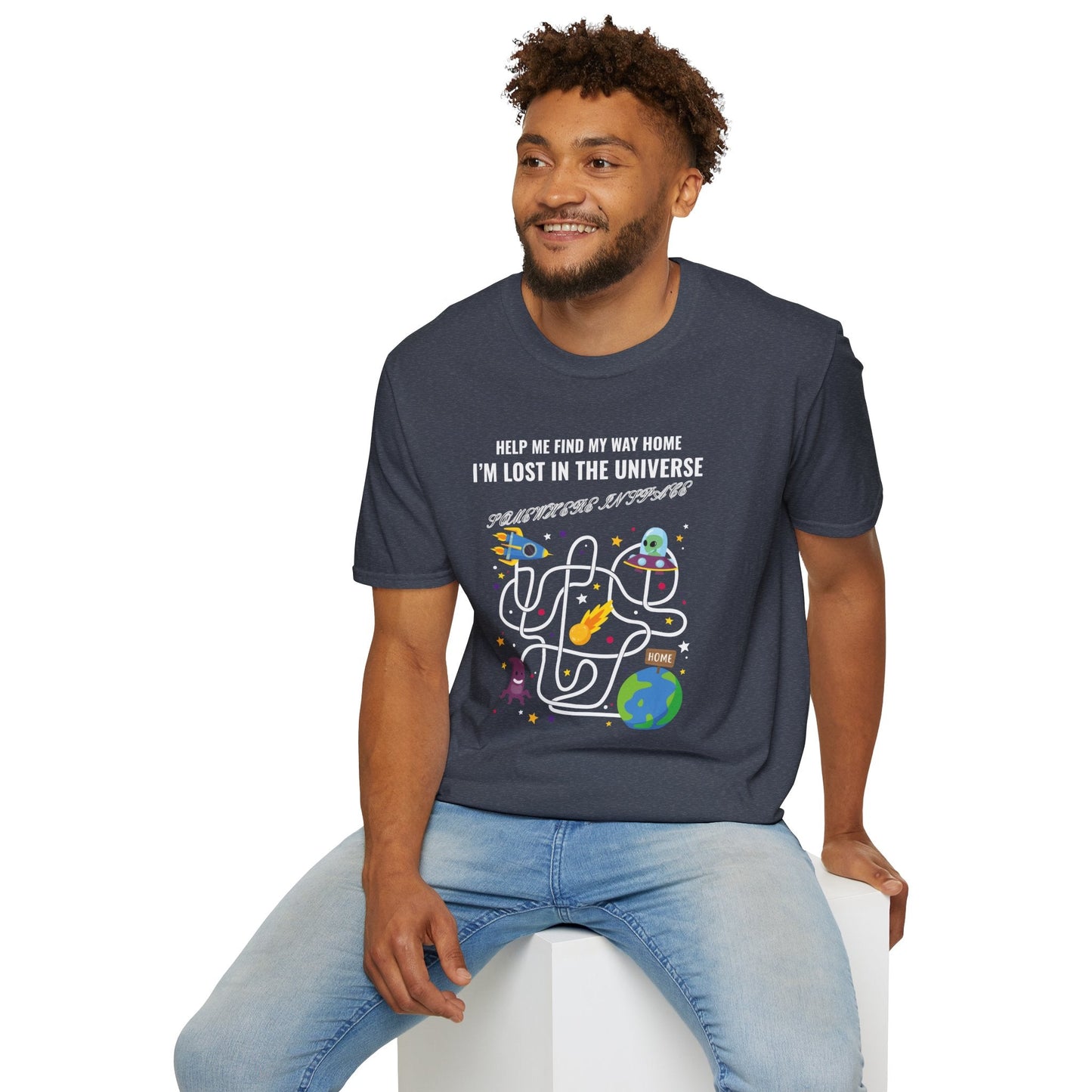 Lost in the Universe Maze TShirt Unisex Cotton Funny Space Puzzle Tee