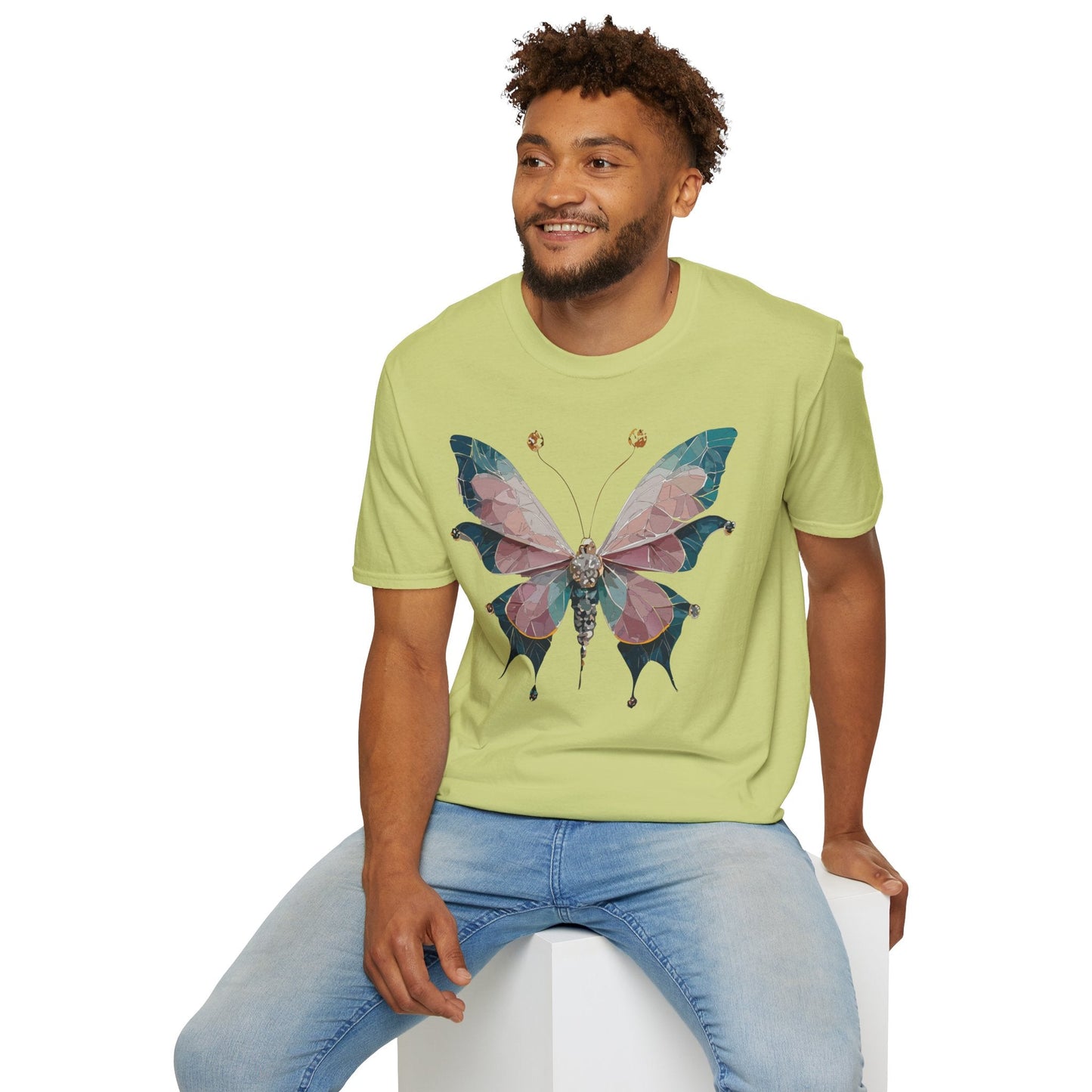 Butterfly Shirt Unisex T Shirt Monarch Print Gildan Softstyle 64000 100 Percent Ring Spun Cotton