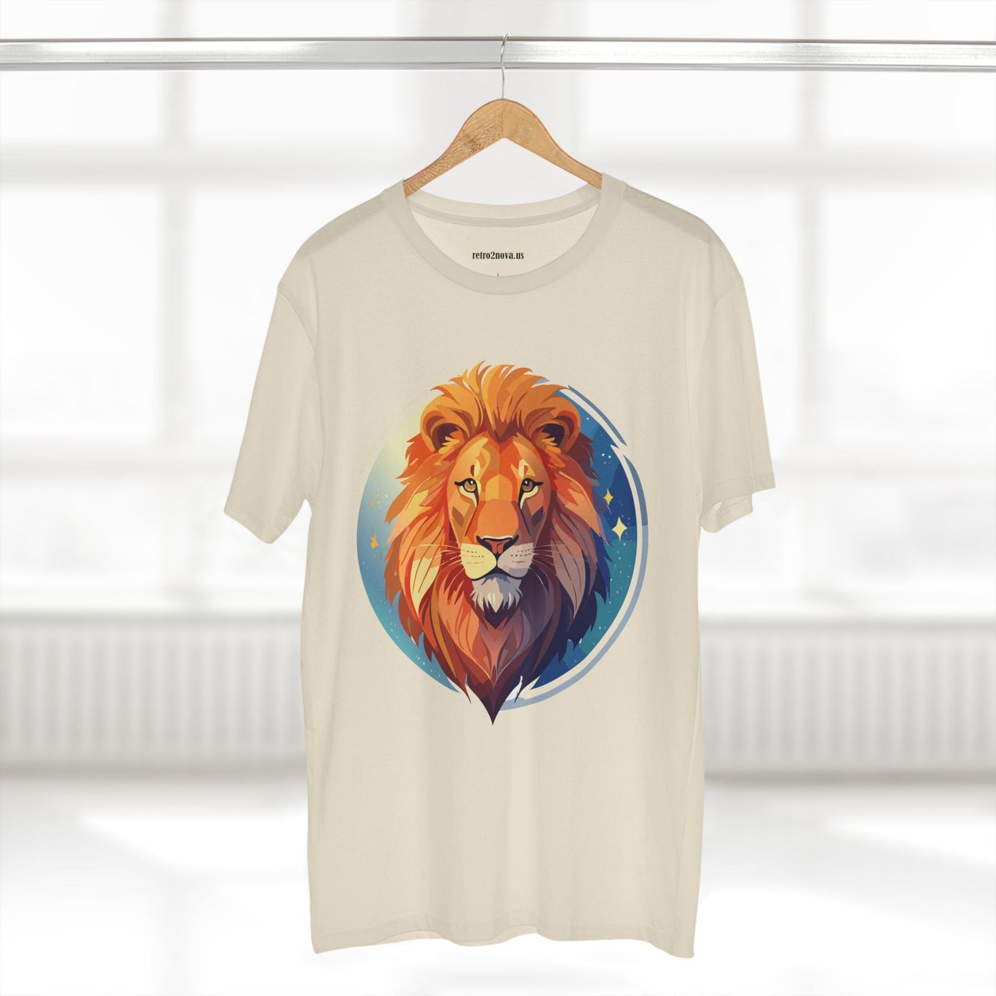 Unisex Premium Cotton Staple Tee With Lion Art Design Retro2Nova Art Collection For Everyday Comfort And Breathable Fit