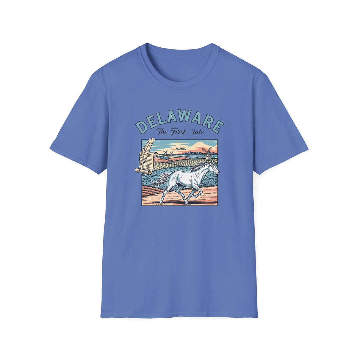 Delaware First State Vintage Horse Tee Travel Tourist Graphic Design Unisex 100 Cotton Gildan T-Shirt