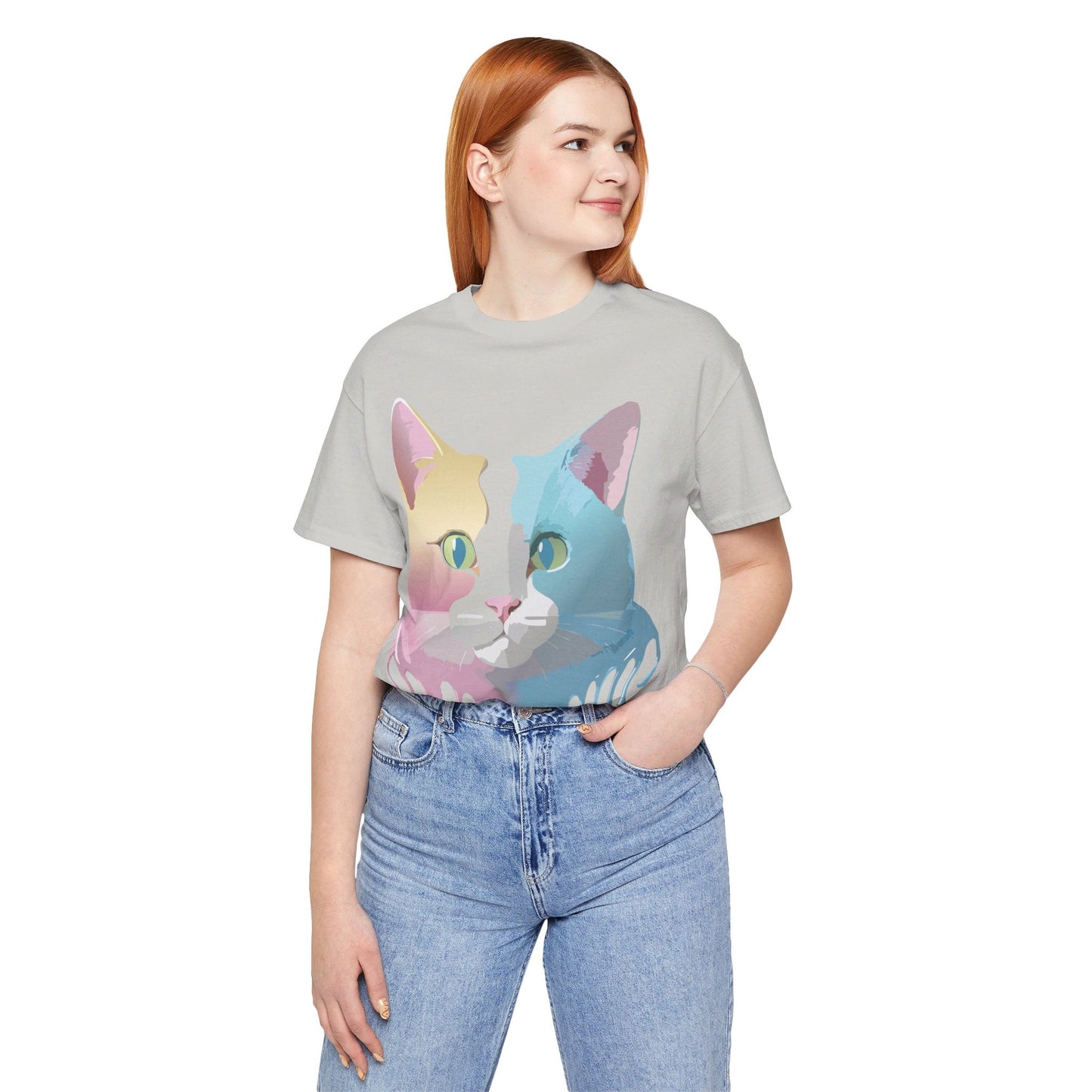Cat Graphic Tee Unisex Short Sleeve Shirt Vintage Style Adelpha