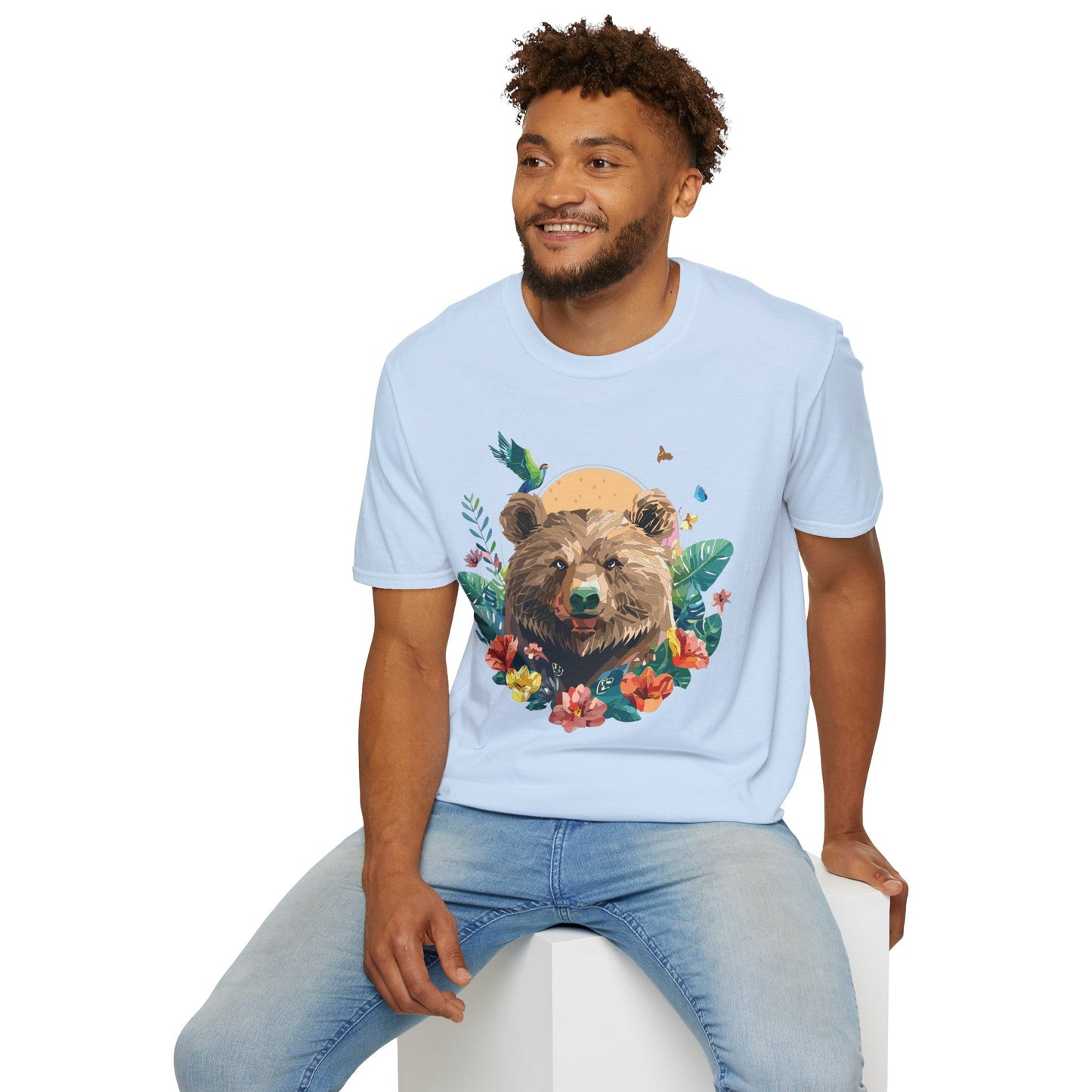 Bear T Shirt Unisex Graphic Tee Bear Lover Gift 100 Percent Ring Spun Cotton Softstyle 64000 Gildan