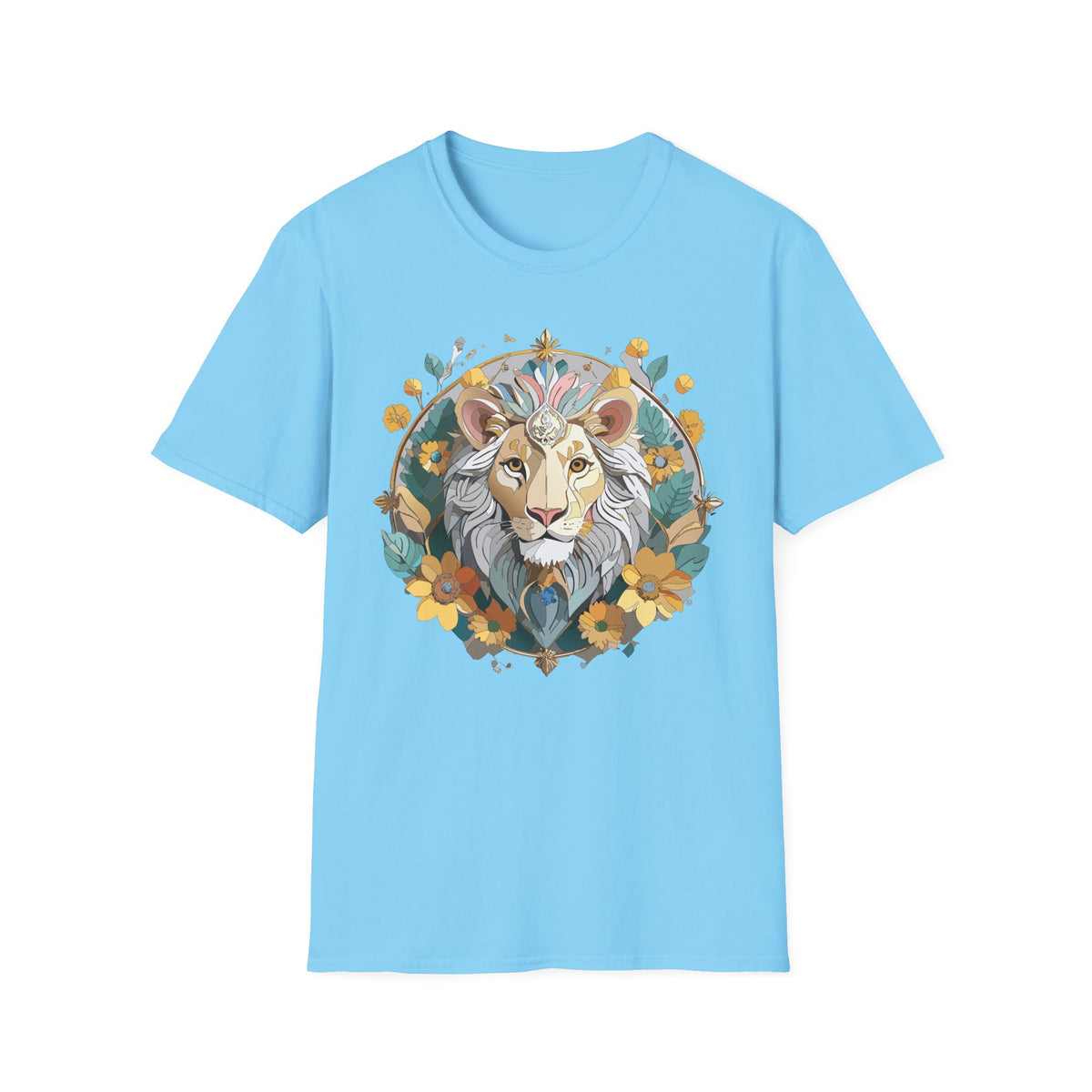 Floral Lion Illustration T-Shirt | Botanical Mane Tee